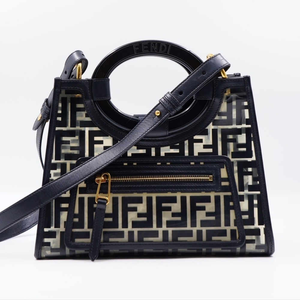 FENDI Black Zucca PVC Small Runaway Shopper Tote